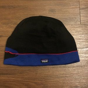 Patagonia Beanie with Black Red and Blue detail